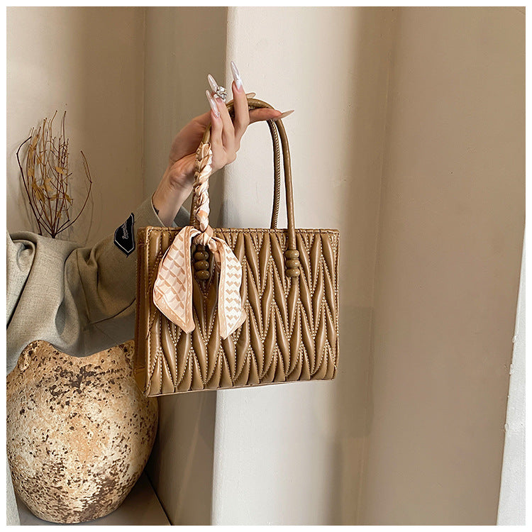 Women's Fashion Pleated Commuting Elegant Easy Matching Women's Shoulder Bag