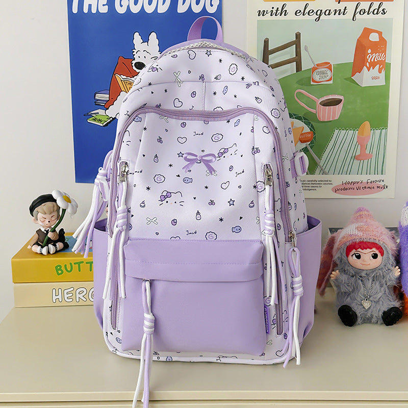 Cute Wild Korean Style Large Capacity Good-looking Bow Leisure Backpack