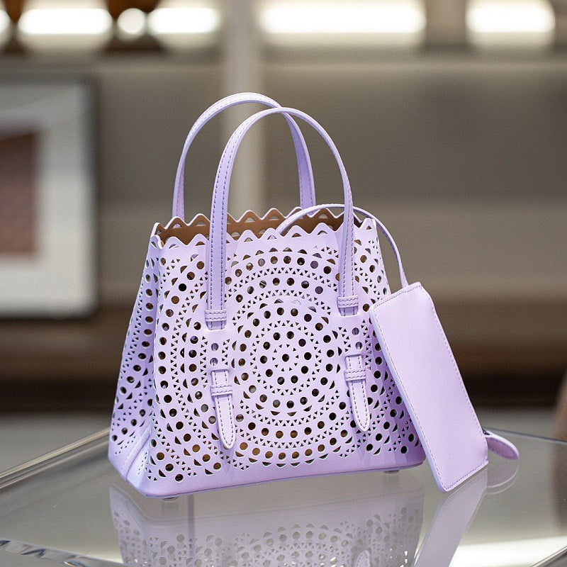 French Minority Top Layer Cattlehide Leather Women's Shoulder Bag