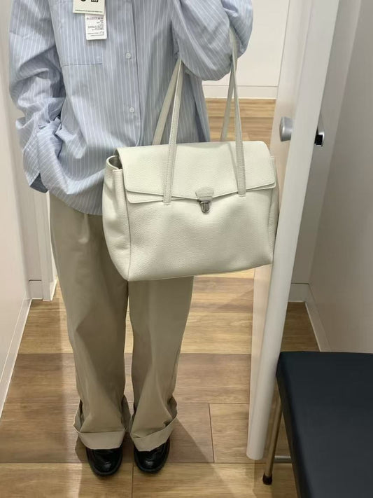 Early Spring High-grade First Layer Cowhide Retro Tote Bag