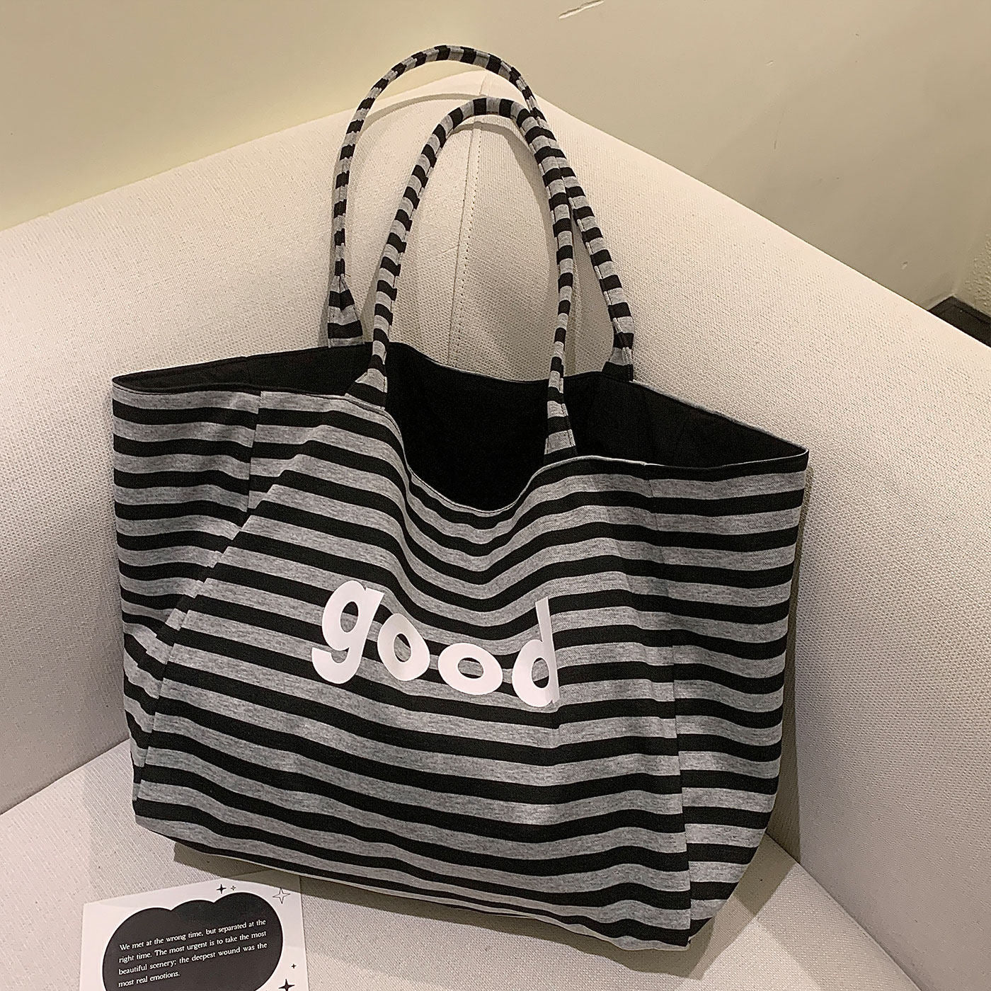 Women's Style Star Letters Canvas Daily Commute Large Women's Shoulder Bag