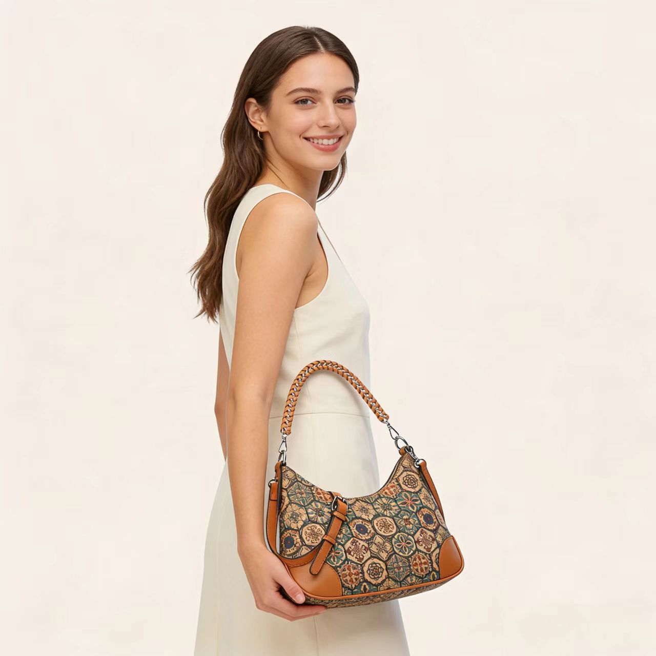 Pretty Ethnic Style Cork Underarm Bark Women's Shoulder Bag