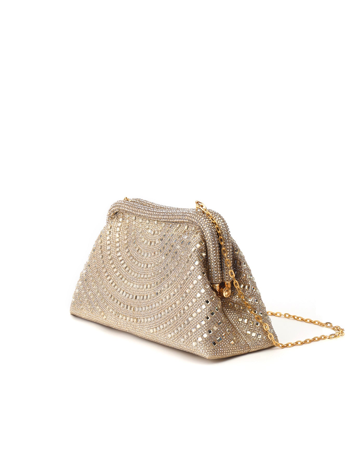 Women's Full Diamond Hot Drilling Clip Dumpling Cloud Dinner Bag