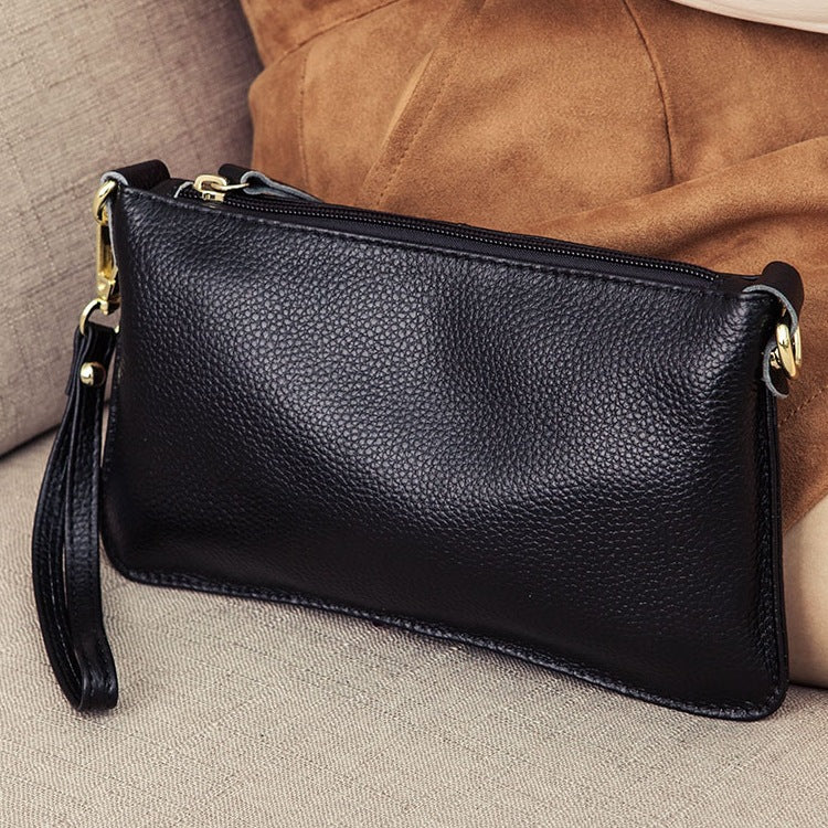 Women's First Layer Cowhide Hand Holding Envelope Clutch Trendy Women's Leather Bag