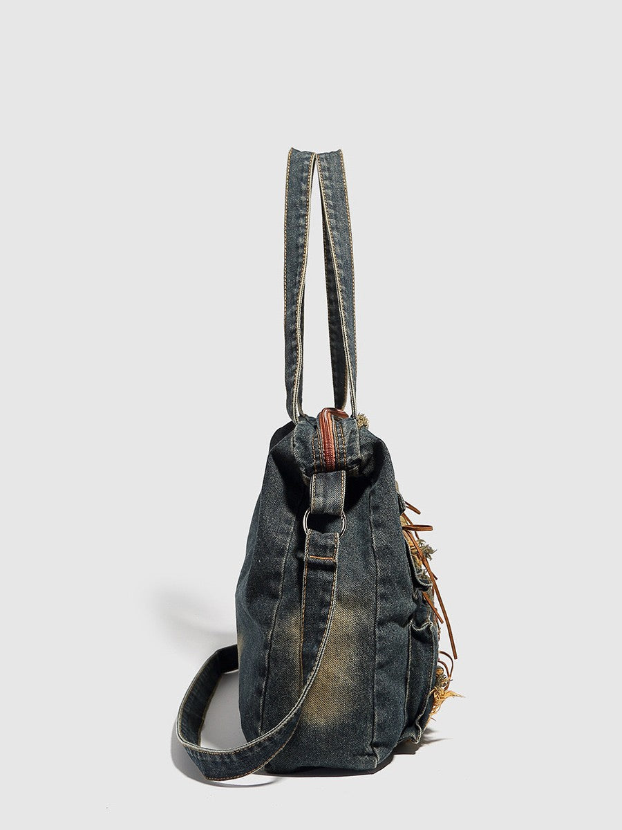 Fashion Retro Washed Denim Underarm Spring Women's Messenger Bag