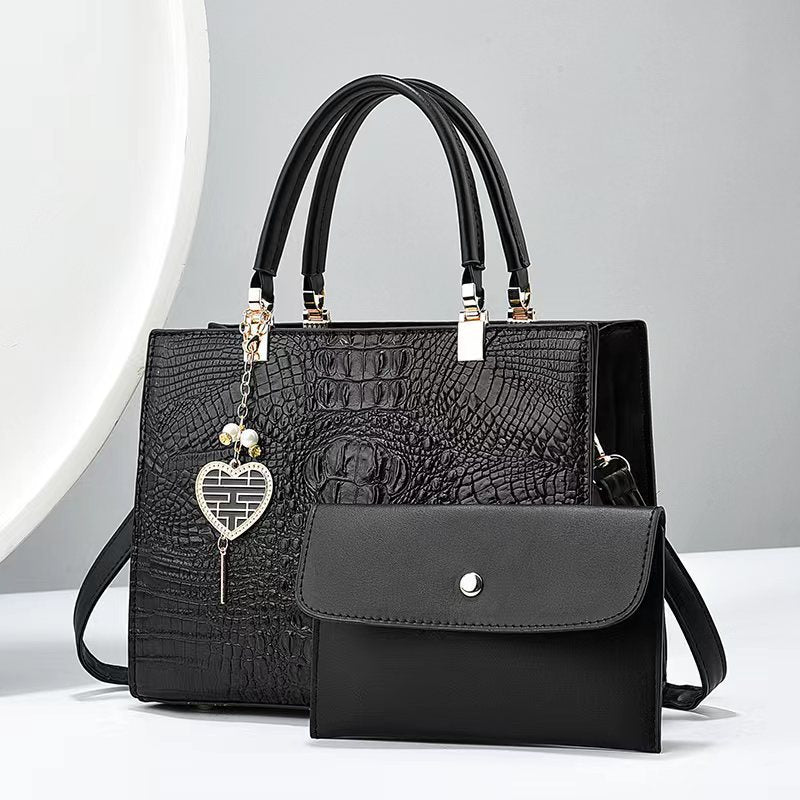 Women's Leather Crocodile Stone Texture Large Capacity Portable Mother Women's Shoulder Bag