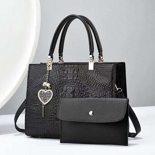 Women's Leather Crocodile Stone Texture Large Capacity Portable Mother Women's Shoulder Bag
