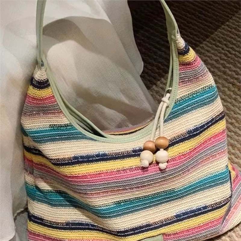 Rainbow Beach Holiday Woven Female Summer Large Capacity Tote Bag