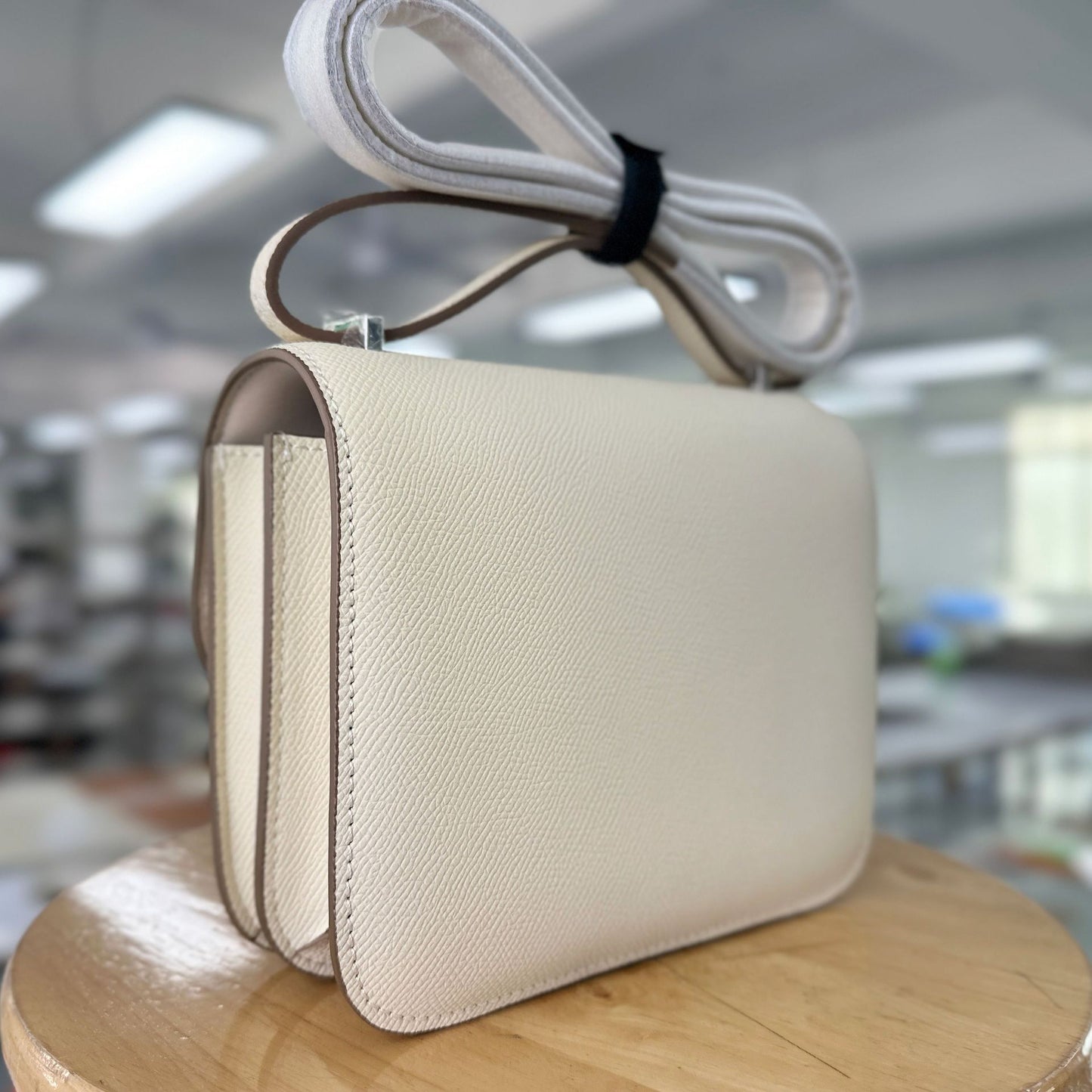 Constance Palm Print Cowhide Leather Gold Buckle