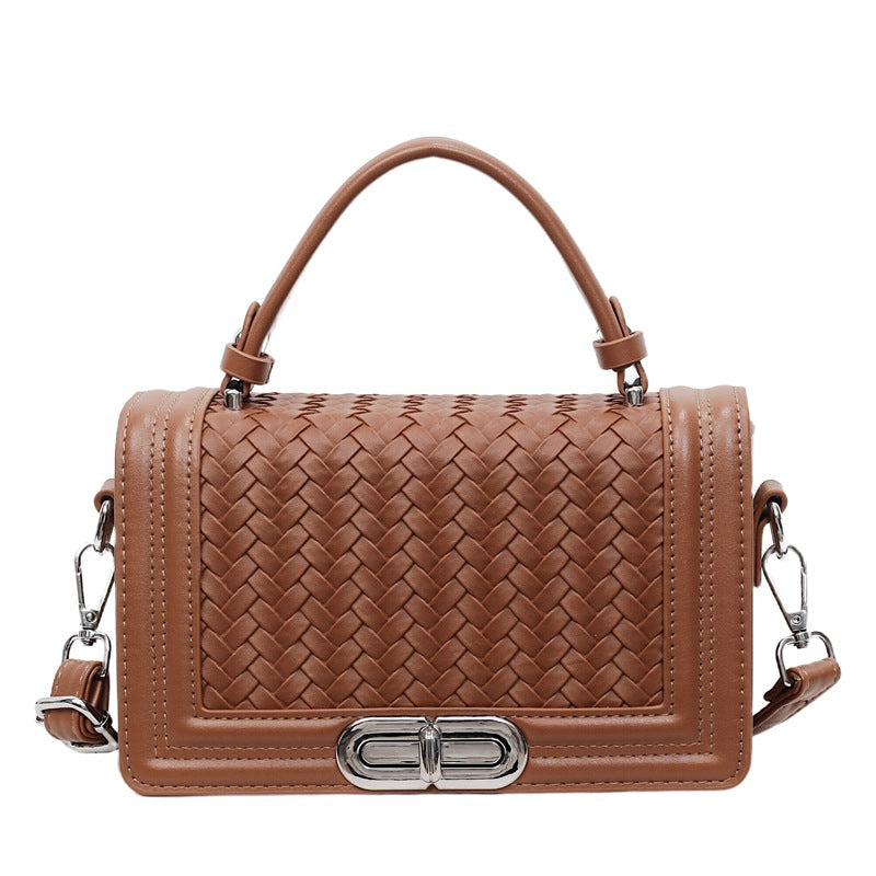 Women's Style Chain Fashion Woven Versatile Contrast Small Square Bag