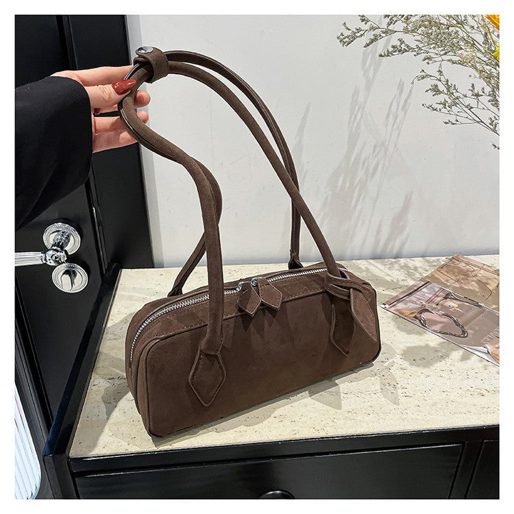 Women's Suede Baguette Underarm Fashion Texture Solid Women's Shoulder Bag