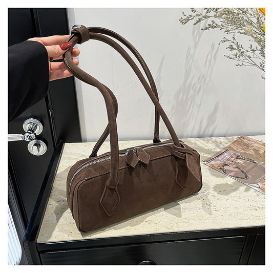 Women's Suede Baguette Underarm Fashion Texture Solid Women's Shoulder Bag