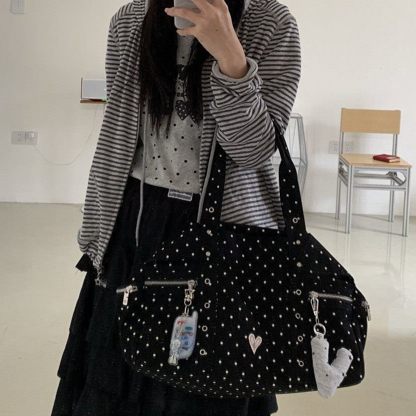 Polka Dot Commuter Love Light Asia Niche Large Capacity Tote Bags