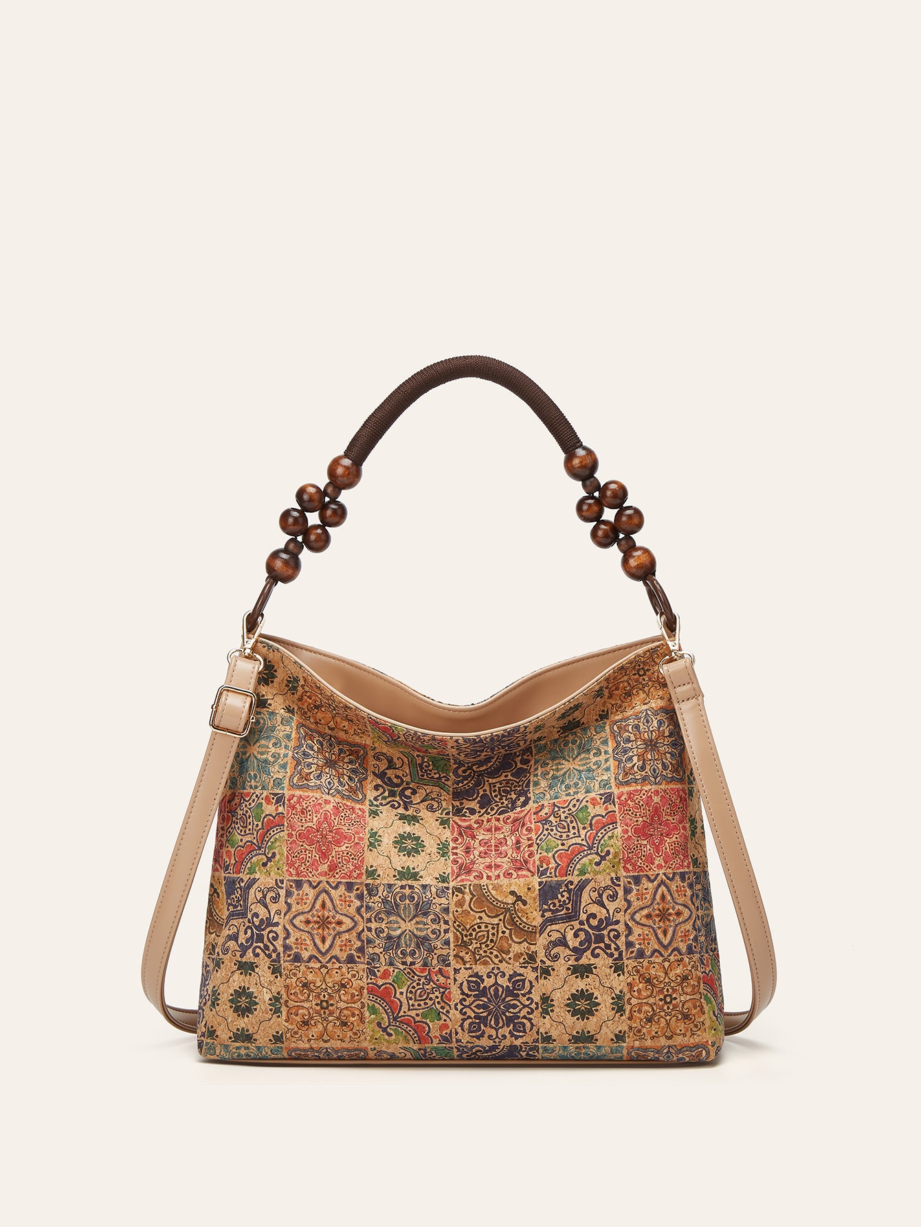 Women's Retro Ethnic Style Cork Tree Leather Tote Bag