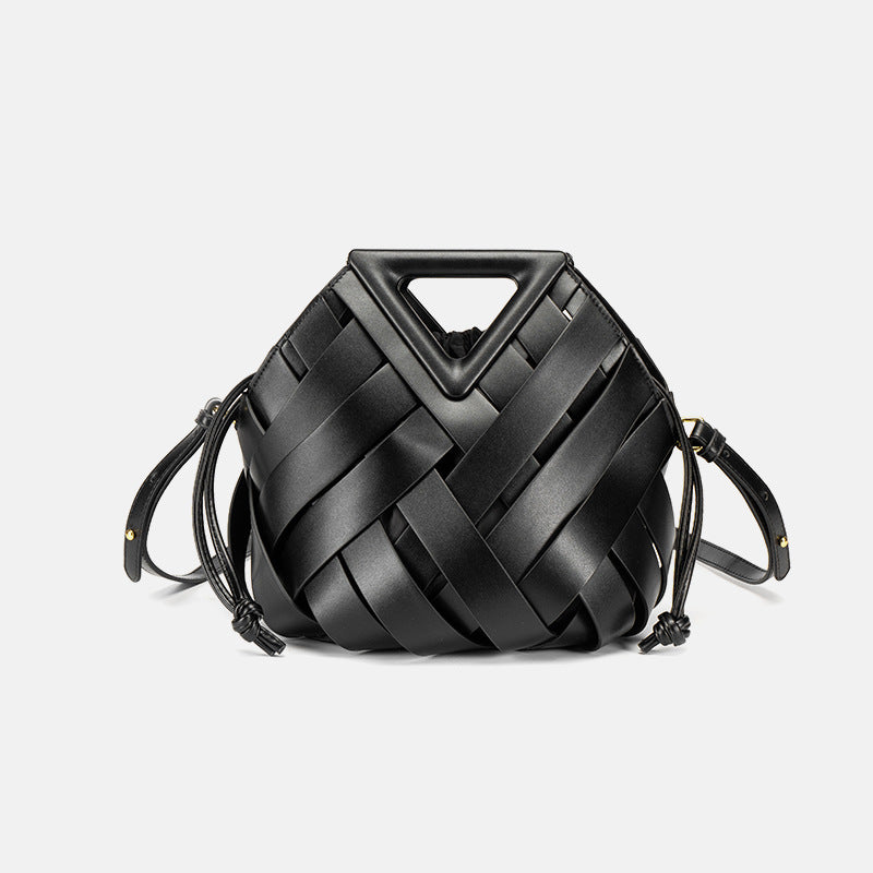 Women's Inverted Triangle Portable Vegetable Basket Hand Drawstring Women's Messenger Bag