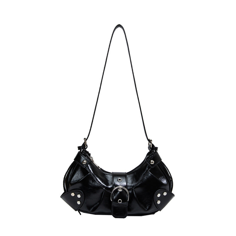 Women's Fashion Underarm Motorcycle Korean Style Soft Leather Bags