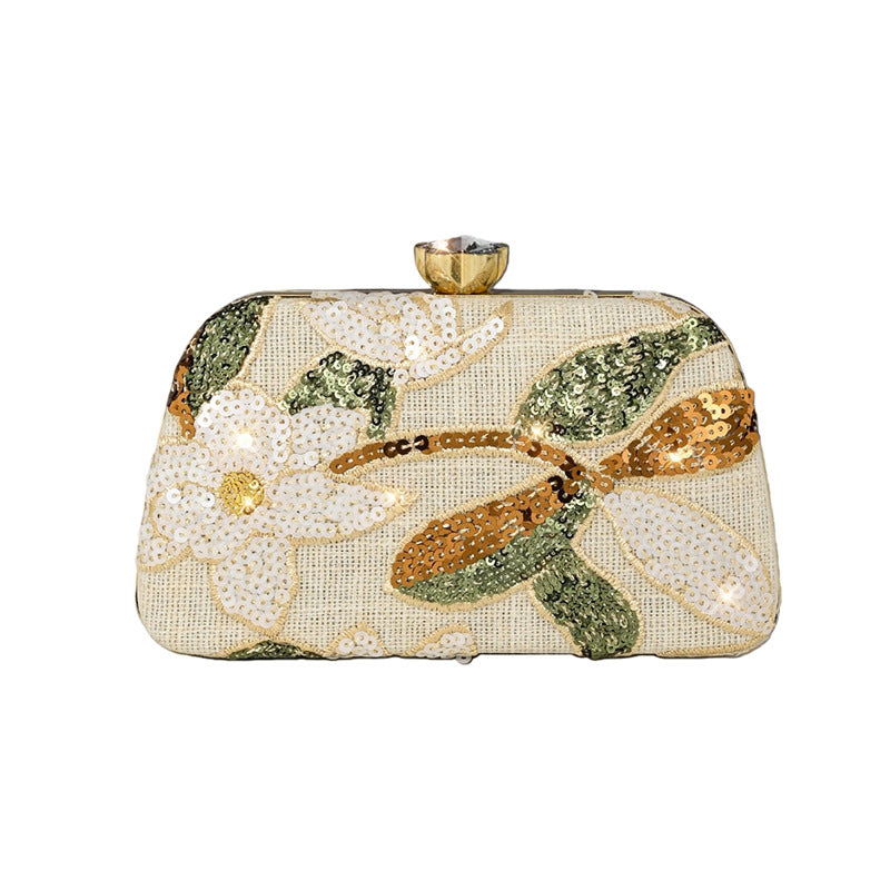 Embroidery Handmade Applique Chinese Style Sequined Niche Dinner Bag