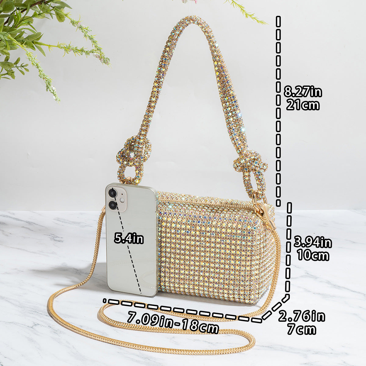 Elegant Full Diamond Rhinestone French Lady Chain Handbags