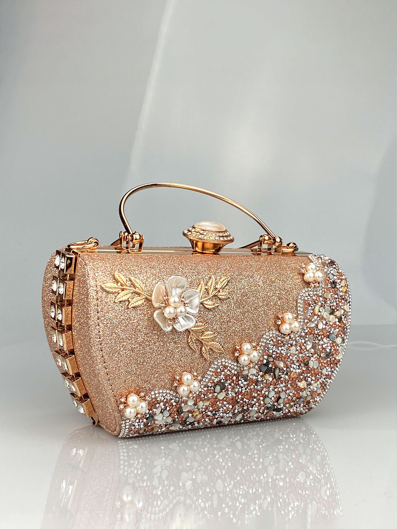 Women's Princess Hardware Diamond Floral Decorations Party Dress Elegant Dinner Bag