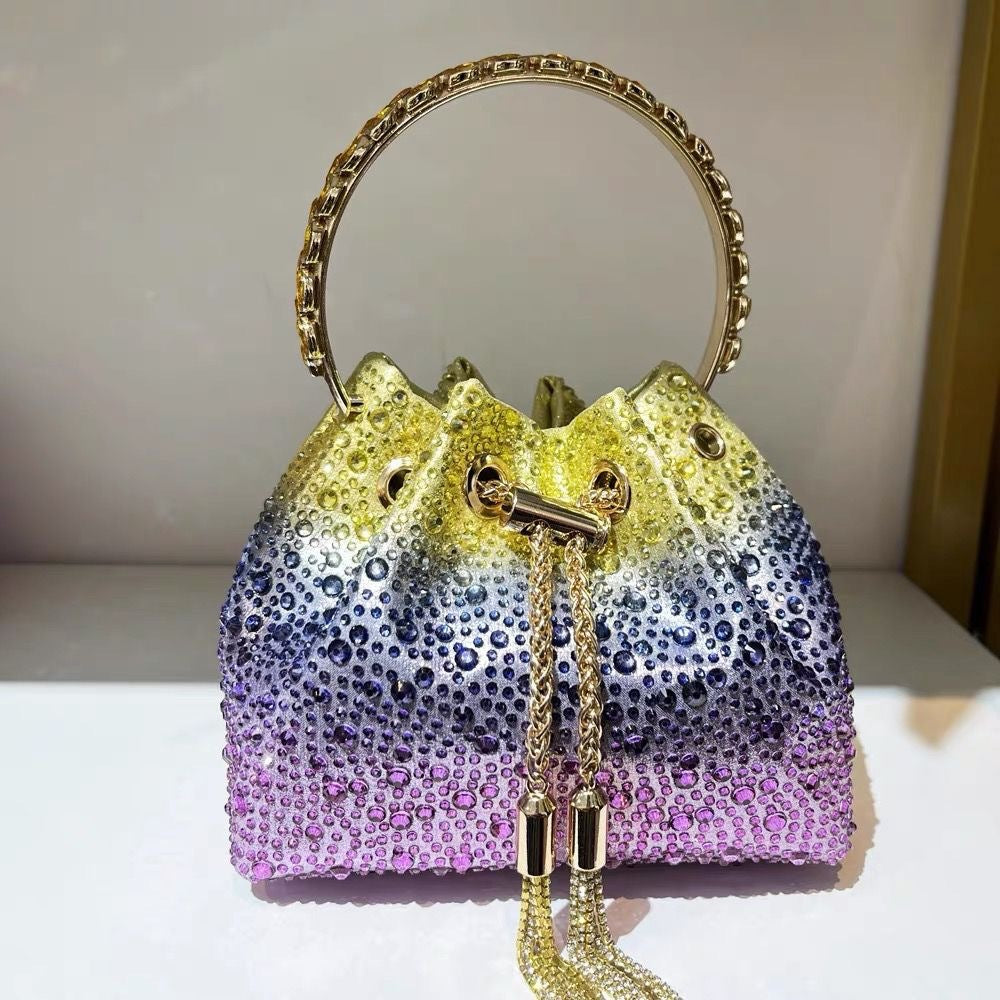 Shiny Advanced Rhinestone Sequins Chain Portable Bucket Bags