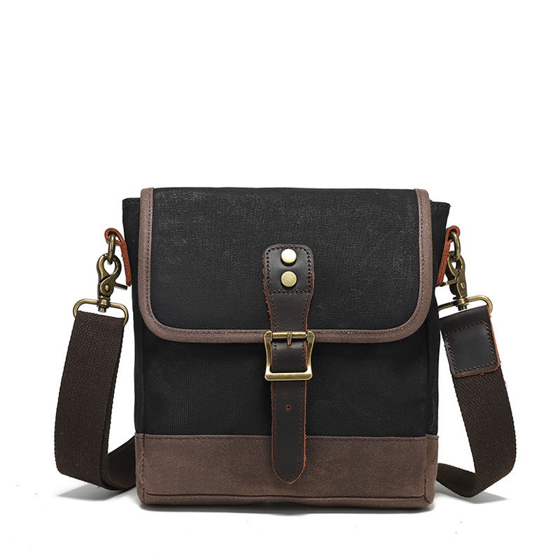 Elegant Men's Retro Canvas Fashion Leather Men's Shoulder Bag