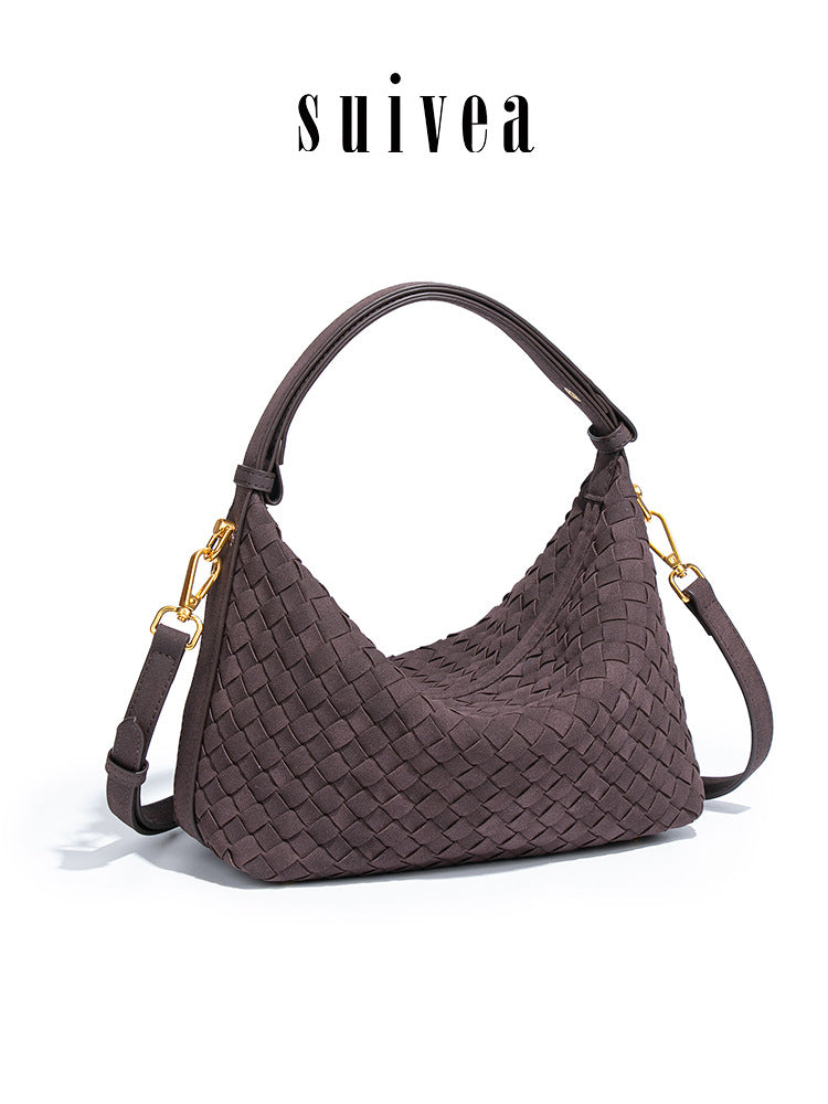 Suede Hand-woven Retro Fashion Underarm Large Women's Messenger Bag