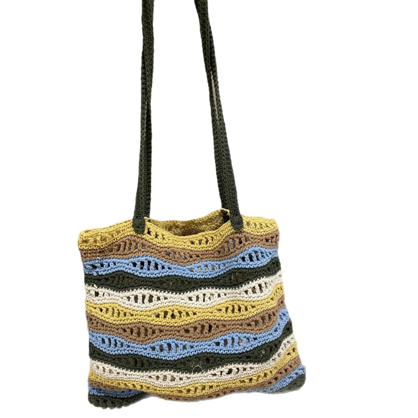 Laziness Female Color Wave Pattern Contrast Cotton Large Women's Shoulder Bag