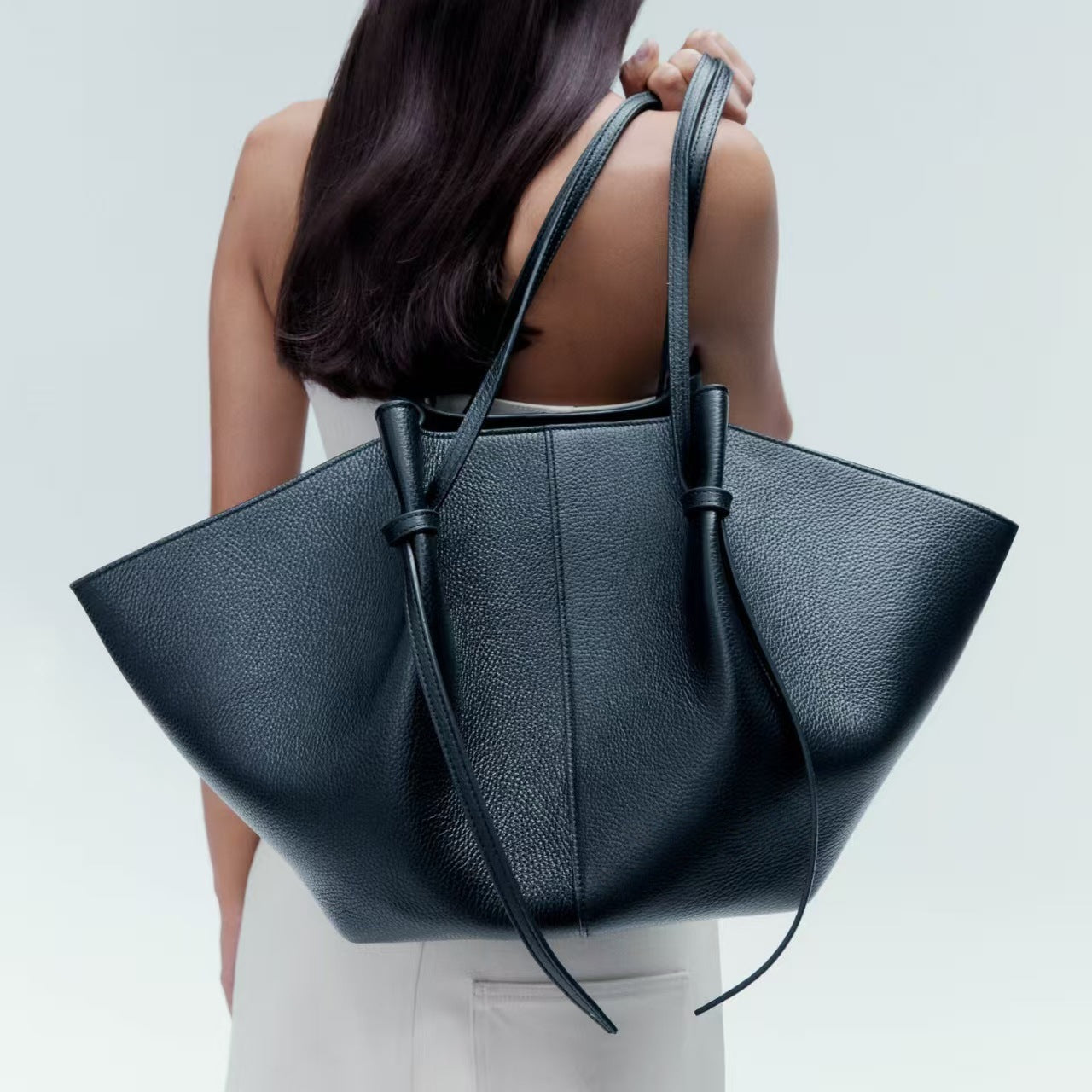 Style Litchi Pattern Leather Commuter Large Capacity Totes Women's Shoulder Bag
