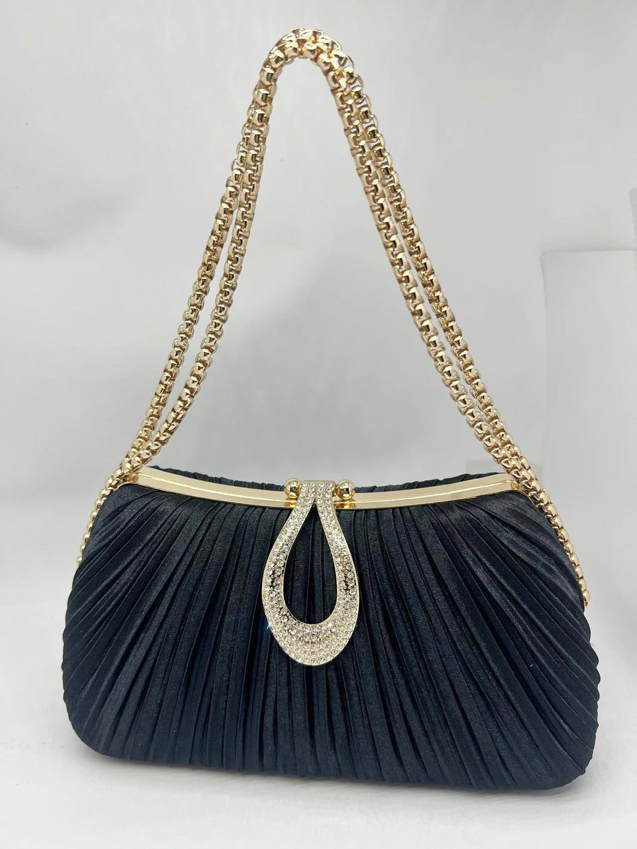 Pleated Solid Color Simple Fashion Elegant Cheongsam Dinner Bag