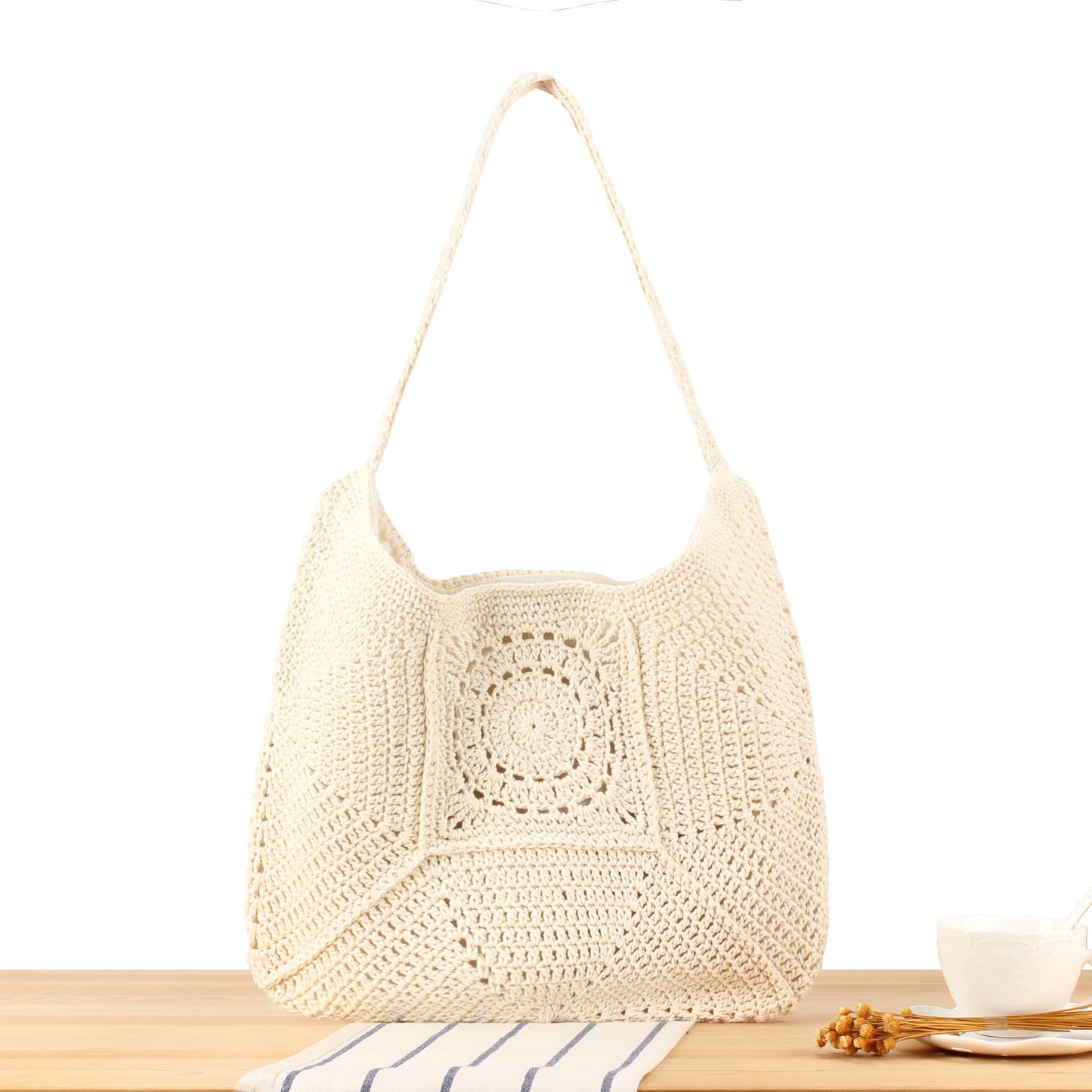 Women's Large Capacity Cotton Thread Woven Grandma Bags