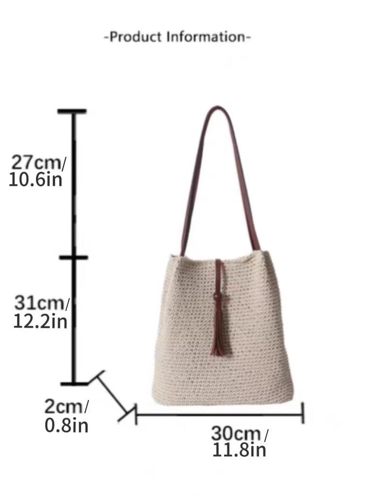 Women's Tassel Straw Hand-woven Large Capacity Vacation Women's Shoulder Bag
