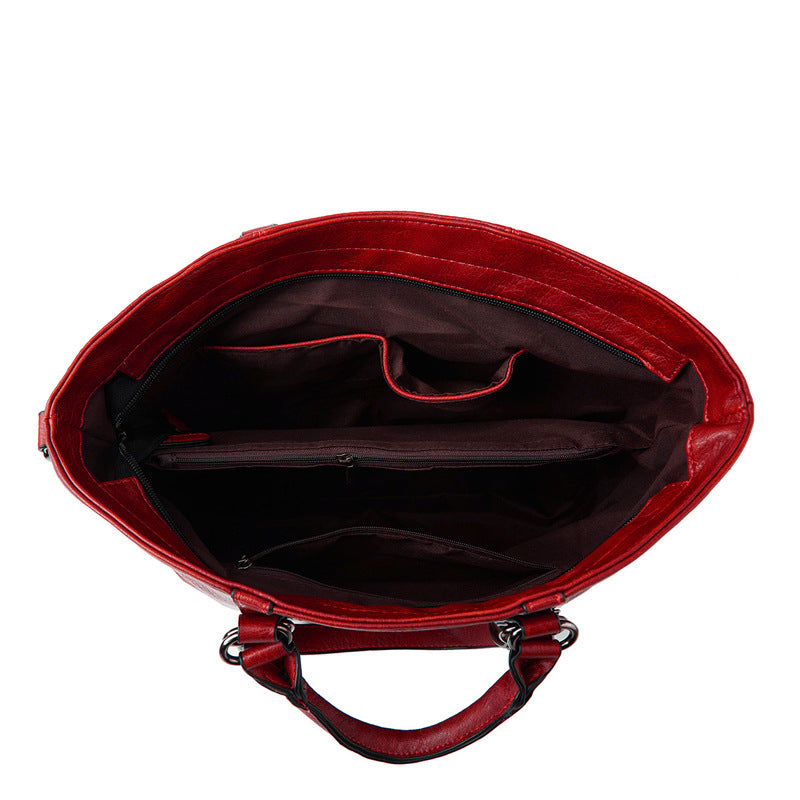 Women's Large Capacity Retro Oil Wax Skin Women's Shoulder Bag