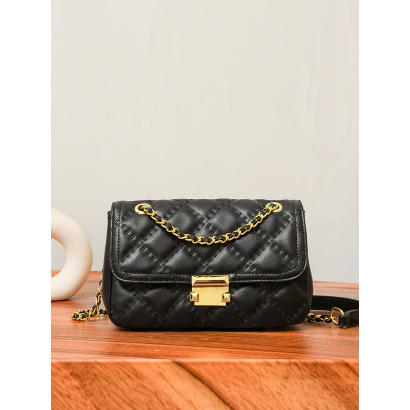 Women's Fashionable Simple Rhombus Chain Elegant With Zipper Bags