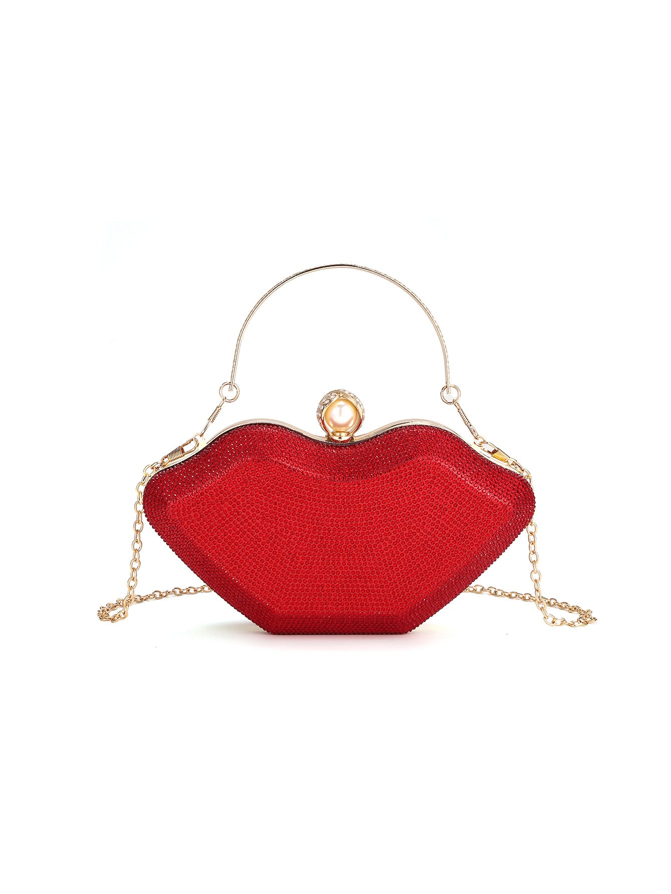 Shiny Rhinestone Lips Personalized Party Funny Valentine's Day Nightclub Dinner Bag