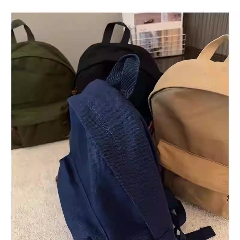 Men's Style Simple Retro Canvas Khaki Average Size Navy Leisure Backpack