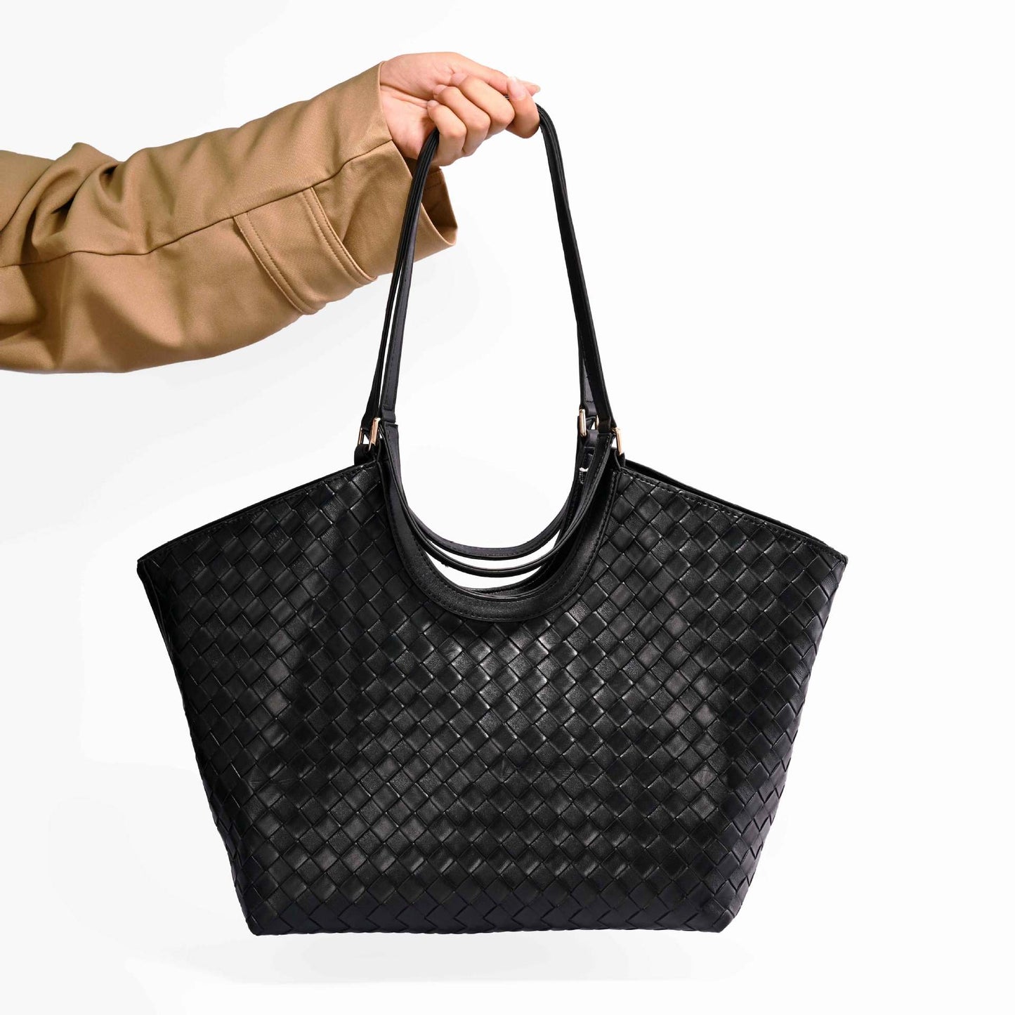 Brown Woven Embossed Fashion Large Capacity With Tote Bag