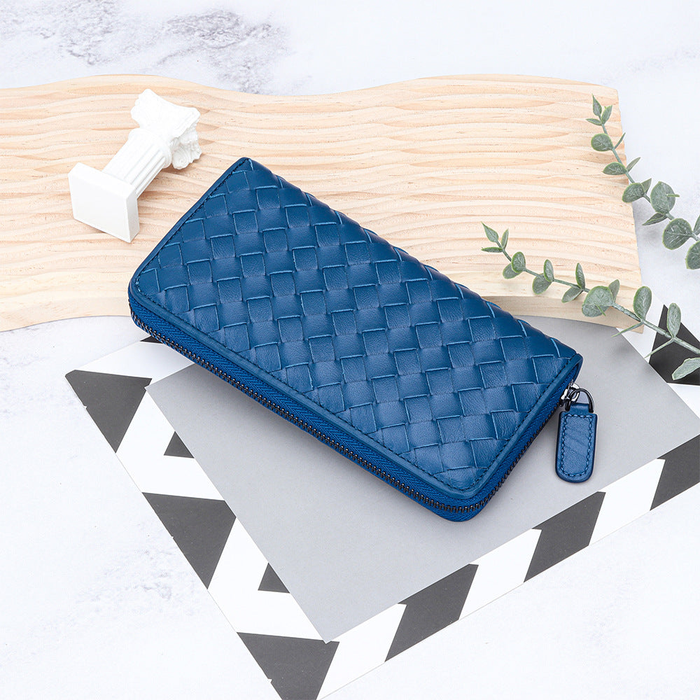 Women's Genuine Leather Long Large Capacity Multiple Slots Zipper Bags
