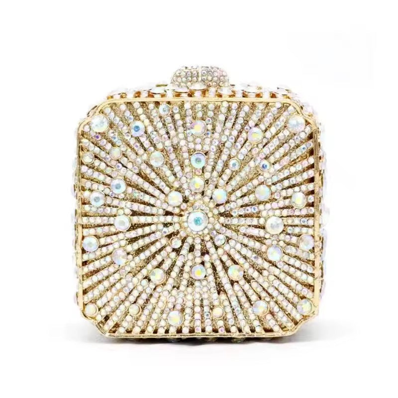 Women's Wedding Full Diamond Cheongsam Hand-held Box Dinner Bag
