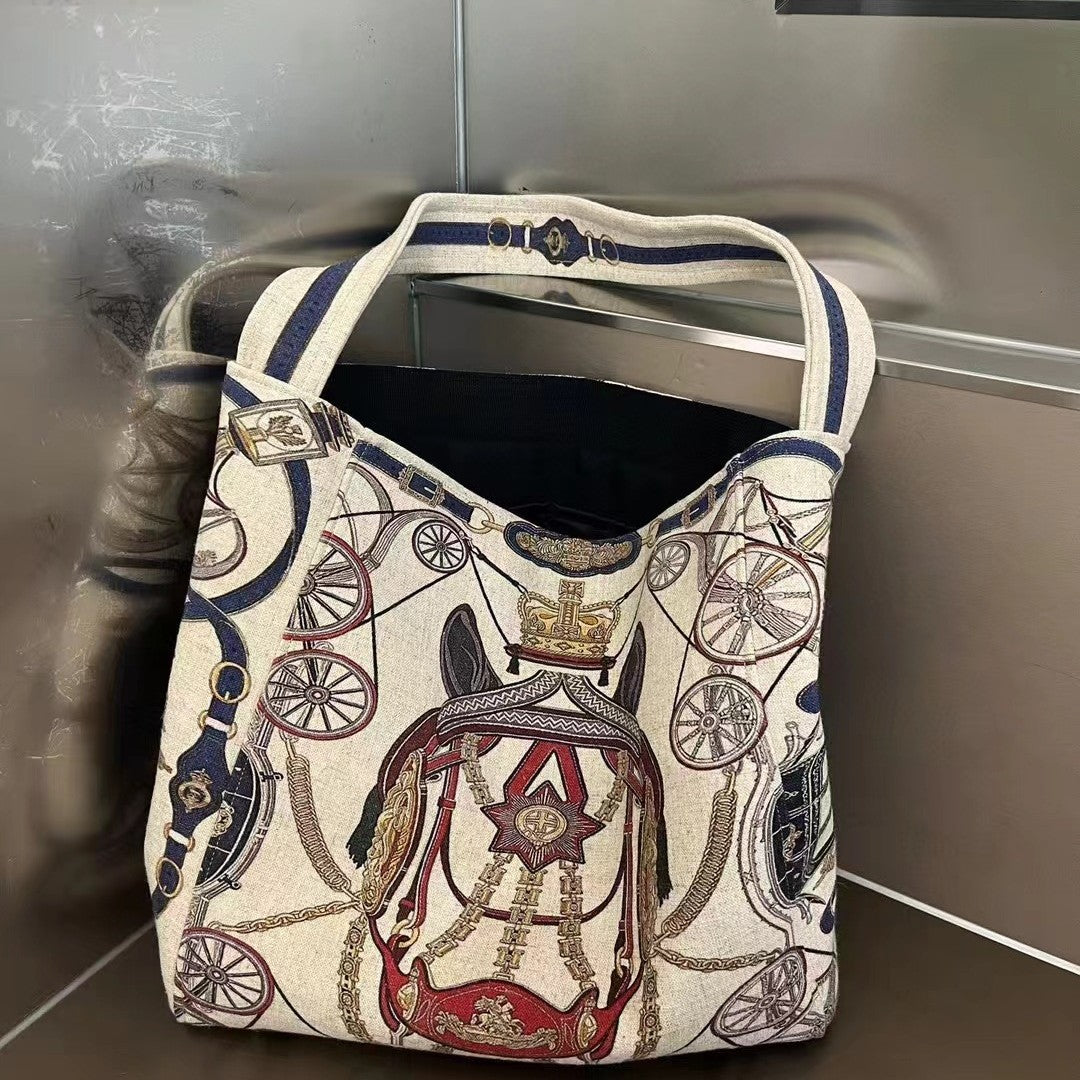 Women's Design Totem Large Capacity Cotton Linen Women's Shoulder Bag