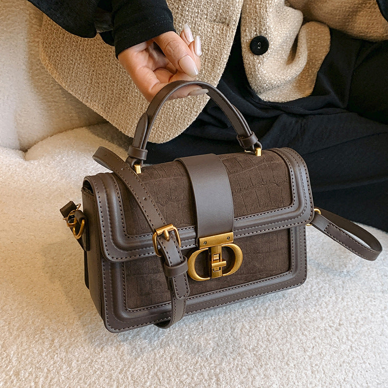 Retro Portable Advanced Texture Design Light Small Square Bag