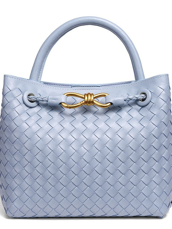 Women's Fashion Bow Metal Hand-woven Design Large Bags