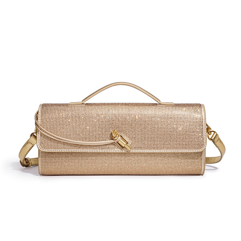 Women's Hot Rhinestone Exquisite Horizontal Diamond Portable Baguette Hand-held Dinner Bag