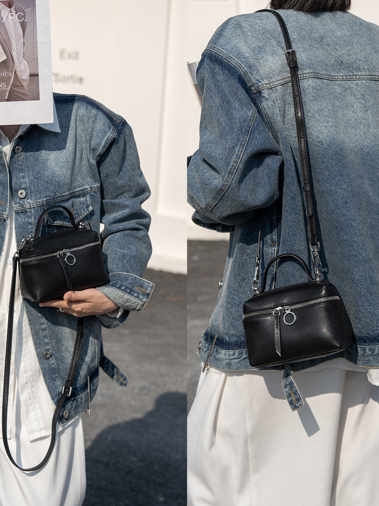 Vegetable Tanning Leather Box Female Niche Women's Messenger Bag