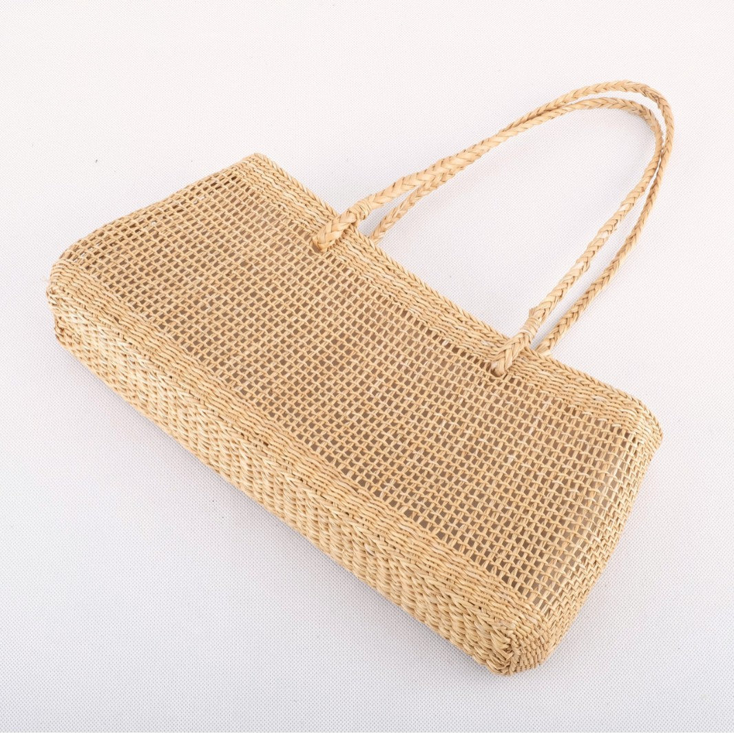 Craft Straw Summer Yellow Underarm Mesh Drawstring Portable Beach One Women's Handbag