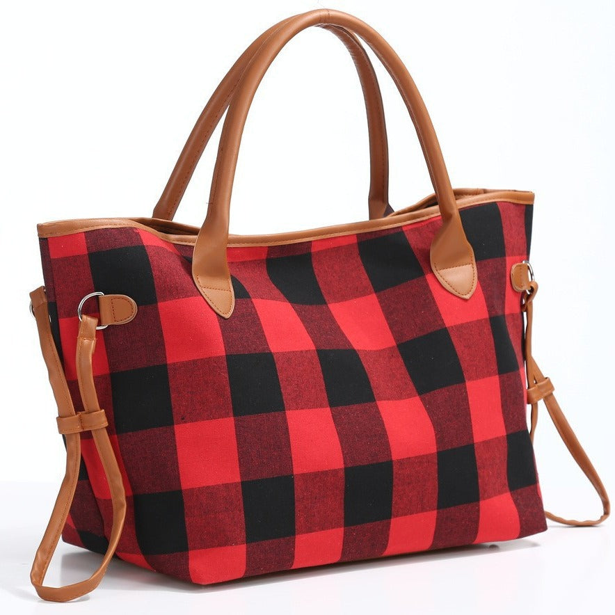 Women's Christmas Buffalo Plaid Black White Red Leopard Handbags