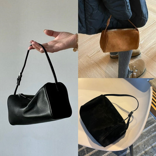 Korean Style Niche Pen Suede Leather Underarm Mini Pouch Small Square Bag