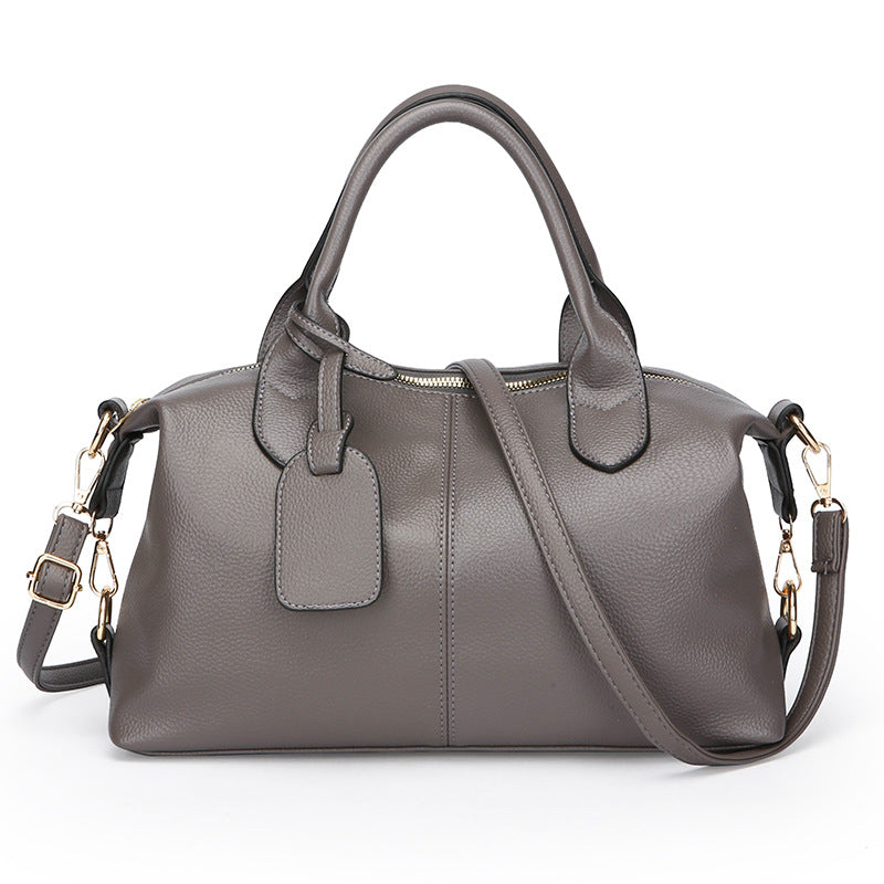 Women's Soft Leather Large Capacity Mom Boston Portable Commuter Women's Messenger Bag