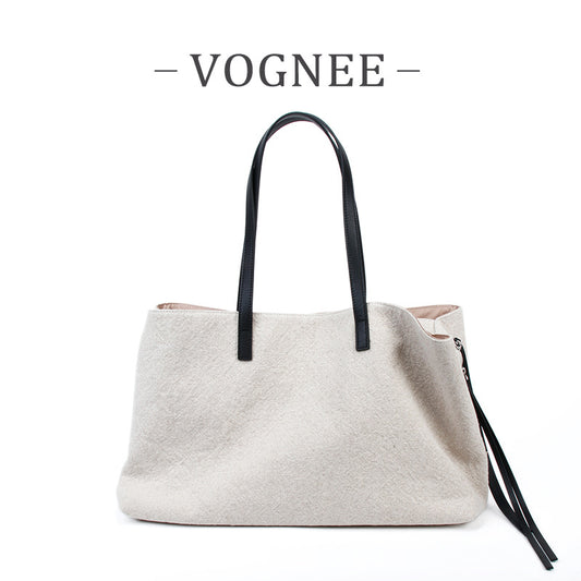 Women's Large Capacity Suede Retro Simple Commute Tote Bag