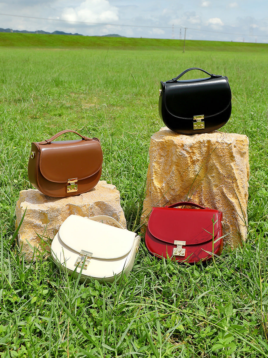 Women's Genuine Leather High-grade Hand Holding Saddle Selenodont Women's Messenger Bag