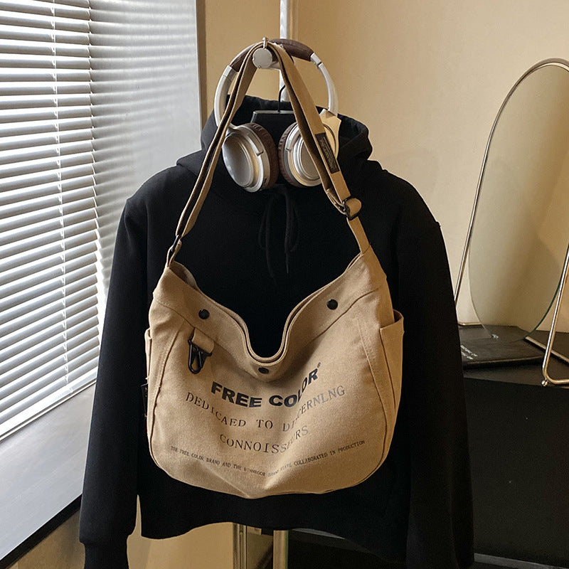 Women's Canvas Large Capacity Totes Printed Lettered Women's Messenger Bag